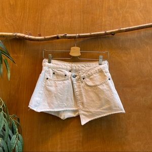 LF Carmar denim asymmetrical white mini skirt